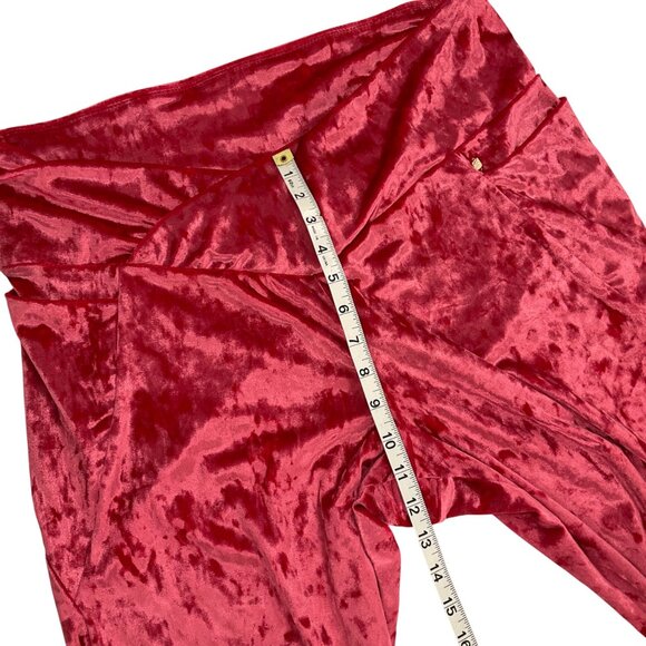 Fabletics Crushed Velour Crossover Leggings plus 3X Red Stretchy High Waist - Picture 9 of 10